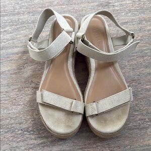 JustFab Cream Canvas Platform Sandals